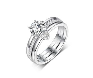 Skcess Anelli da donna in oro bianco 9 K, tre file di moissanite 1 ct anelli di promessa da donna, 9, Moissanite Platinum PT950, Zirconie sintetico