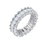 Skcess Anelli da sposa in oro bianco 9 carati, anelli moissanite bianchi per sempre, misura 61 (19,4)