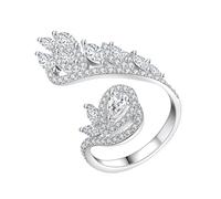 Skcess Anelli dell'amicizia da donna in oro bianco 9 K, anelli di fidanzamento da donna in moissanite, anello nuziale con fiore scavato, 8, Oro bianco 9 carati, Moissanite