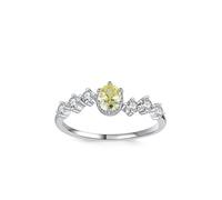 Skcess Anelli di promessa da donna in oro bianco 9 K, design semplice a onda verde chiaro con peridoto ovale da 0,5 ct e moissanite anelli di promessa da donna, 9, Peridoto Oro Bianco, Zirconie