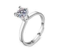 Skcess Anelli di promessa per coppie, in oro bianco 9 K, con diamante bianco da laboratorio, per migliori amiche, da donna, classici, a 4 rebbi, rotondi da 1 ct, 6,5 mm, 10.5, Oro bianco 9 carati