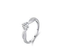 Skcess Anelli nuziali da donna in oro bianco 9 K, design classico intrecciato bianco con diamante rotondo da laboratorio da 0,5 ct e moissanite semplici anelli da donna, 10, Diamante Lab Oro Bianco