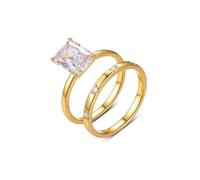 Skcess Anelli nuziali da donna in oro bianco 9 K, set di 2 anelli in moissanite bianca da 3 carati, anelli di promessa per coppie, 6.5, Moissanite Oro Giallo, Zirconie sintetico