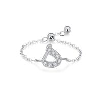 Skcess Anelli personalizzati da donna in oro bianco 9 K, catena regolabile bianca con design dell'alfabeto arabo con moissanite rotonda, anelli per migliori amiche da donna, 10, Moissanite Platino