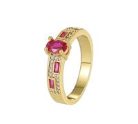 Skcess Anelli unici da donna, in oro giallo 9 K/14 K/18 K, anelli da donna con rubino ovale rosso creato in laboratorio, eleganti, 7.5, Oro giallo, Rubino creato in laboratorio