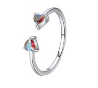 Skcess Anello aperto regolabile in oro bianco 9 K/14 carati, granato colorato, 3,5 x 3,5 mm, anello aperto regolabile, 12 (16,6), metallo prezioso, Granato