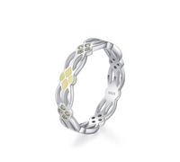 Skcess Anello da donna in argento Sterling 925, con zirconi gialli, motivo cavo, con colla gialla, 14 (17,2), Zirconia cubica