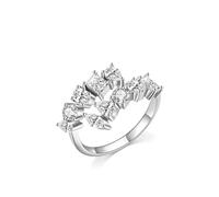 Skcess Anello da donna in oro bianco 18 carati, con moissanite bianco, ideale come regalo per le donne, misura 14 (17,2)