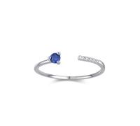 Skcess Anello da donna in oro bianco 9 carati, design aperto blu con zaffiro rotondo da 0,25 ct e moissanite, divertente anello di fidanzamento, 4, Platinum Lab Sapphire, Zirconie sintetico