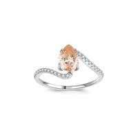 Skcess Anello da donna in oro bianco 9 carati, elegante design ondulato con champagne da 1 ct con zaffiro e moissanite, anello per migliori amiche da donna, 5, Oro bianco 18K Lab Sapphire, Zirconie