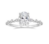 Skcess Anello da donna in oro bianco 9 K/14 carati, bianco moissanite, 8 x 10 mm, elegante anello di fidanzamento da donna, 12 (16,6), metallo prezioso, Moissanite