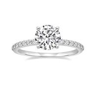 Skcess Anello da donna in oro bianco 9 K/14 carati moissanite da donna, 7,5 x 7,5 mm, elegante anello da sposa da donna, 62 (19.7), metallo prezioso, Moissanite