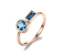 Skcess Anello da donna in oro bianco 9 K 14 K 18 K con topazio blu delicato anelli per le donne, 5.5, Topazio oro rosa 14K, Zirconia cubica