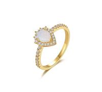Skcess Anello da donna in oro giallo 9 K/14 carati con opale, anello a goccia d'acqua, 62 (19.7), metallo prezioso, Opale
