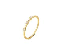 Skcess Anello da donna in oro giallo 9 K/14 carati, con tre diamanti, 45 (14.3), metallo prezioso, Moissanite