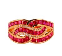 Skcess Anello da donna in oro rosa 18 carati rosso rubino quadrato, anello di fidanzamento con rubino rosso 3,4 carati e diamante anello da donna, 57 (18.1), metallo prezioso, Rubino