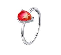 Skcess Anello da sposa in oro bianco 9 K/14 carati, rubino artificiale, 5 x 7,5 mm, a forma di goccia d'acqua, 62 (19.7), metallo prezioso, Rubino artificiale