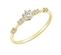 Skcess Anello da sposa in oro giallo 14 carati, con diamante di laboratorio, bianco, per partner con piccolo diamante di laboratorio, 57 (18.1), Diamante da laboratori, Diamante da laboratori