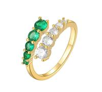 Skcess Anello da sposa in oro giallo 9 carati, verde smeraldo artificiale, regolabile, stile vintage, moissanite, misura 13 (16,9)