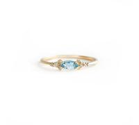 Skcess Anello da sposa in oro giallo 9 K/14 carati, blu acquamarina, delicato anello di fidanzamento moissanite da donna, 21 (19,4), metallo prezioso, Acquamarina