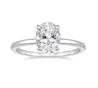 Skcess Anello di fidanzamento da donna in oro bianco 9 K/14 carati moissanite, 8 x 10 mm, solitario da donna, 62 (19.7), metallo prezioso, Moissanite