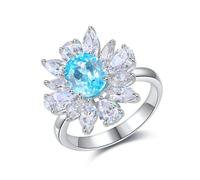Skcess Anello di fidanzamento in argento Sterling sintetico Paraiba Tormalina blu mare, anelli da donna margherita con tormalina ovale Paraiba, 47 (15.0), Tormalina paraiba sintetica, Tormalina