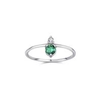 Skcess Anello di fidanzamento in oro bianco 9 K, design semplice verde a 3 griffe rotonde da 0,25 ct, fedi nuziali in smeraldo e moissanite, 4, Oro bianco 18 carati Lab Emerald, Zirconie sintetico