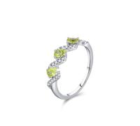 Skcess Anello di promessa per lei, in oro bianco 9 carati, design a onde intrecciate verde chiaro con peridoto ovale e moissanite rotonda da 0,25 carati, anello di fidanzamento, 5.5, Peridoto Oro