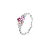 Skcess Anello in oro bianco 9 carati, anello da donna da laboratorio, zaffiro da laboratorio, rubino da laboratorio, arancione, rosa, rosso, moissanite