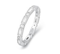Skcess Anello in oro bianco 9 carati, anello Eternity, moissanite, bianco, anello per celebrità, anniversario, per donne, 18 (18,5), Moissanite, Moissanite