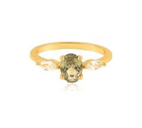Skcess Anello in oro giallo 9 K/14 carati, tormalina, delicato anello moissanite da donna, 45 (14.3), metallo prezioso, Tormalina