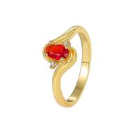 Skcess Anello in oro giallo 9K/14K/18K per donne, rosso ovale creato in laboratorio rubino carino anelli di promessa ovale rosso rubino creato in laboratorio, 5.5, Oro giallo, Rubino creato in