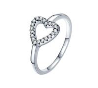 Skcess Anello per partner in oro bianco 9 K/14 carati Moissanite, da donna, a forma di cuore, 62 (19.7), metallo prezioso, Moissanite