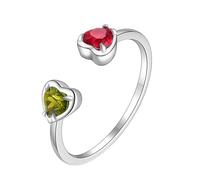 Skcess Anello per partner in oro bianco 9 K/14 carati, rosso rubino artificiale, 4 mm, regolabile, anello a forma di cuore aperto, anello di fidanzamento da donna, 20 (19,1), metallo prezioso, Rubino