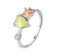 Skcess Anello per partner in oro bianco 9 K/14 carati, verde oliva, peridoto, 5 x 7 mm, delicato a goccia, da donna, 47 (15.0), metallo prezioso, Peridoto
