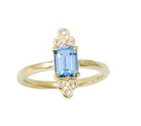 Skcess Anello per partner in oro giallo 9 K, con topazio, regolabile, stile vintage, moissanite, misura 47 (15,0)