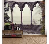 Skcess Arazzo da parete natura poliestere, multicolore medievale europeo architettura divertente arazzo 350 x 256 cm