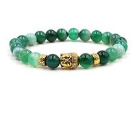 Skcess Buddha - Bracciale da uomo in tormalina, bracciale da uomo, con perle e yoga, senza chiusura, 19cmx8mm, Cristallo, Agata