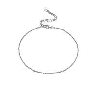 Skcess Cavigliera da donna in oro bianco 14 K 585, amicizia, Au585, classica, alla caviglia, da spiaggia, Oro bianco 14 carati (585), Senza zirconi