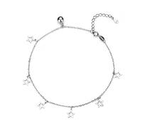 Skcess Cavigliera da donna in oro bianco 9 K 375, Au375, con stella cava, bracciale da donna, lunghezza 23 cm