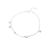 Skcess Cavigliera da ragazza, in argento Sterling 925, con stella e zirconi, perfetta per l'estate e la vita quotidiana, in argento, lunghezza 27 cm