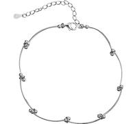 Skcess Cavigliera in argento Sterling S925, per vacanze, 26,7 cm, con perle in argento 925, per donne e ragazze