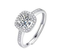 Skcess Fedi nuziali in oro bianco 9 K/14 carati bianco moissanite anelli 6,5 mm, eleganti anelli da donna regolabili, 16 (17,8), metallo prezioso, Moissanite