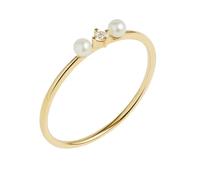 Skcess Fedi nuziali in oro giallo 9 K/14 carati, perle bianche, delicati anelli per partner in moissanite, 14 (17,2), metallo prezioso, Perla