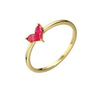 Skcess Fedi nuziali in oro giallo 9 K/14 K/18 K con corindone rosso irregolare, a forma di cuore, Oro giallo 18 carati (750), corindone rosso