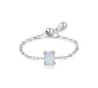 Skcess Graziosi anelli di fidanzamento in oro bianco 9 carati, design a catena regolabile blu chiaro con opale ovale solitario da 0,25 carati, anelli di promessa da donna, 4.5, Opale in oro bianco 9