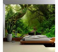 Skcess Telo da parete e arazzo con foresta, grande paesaggio verde decorativo per camera da letto, 260 x 240 cm