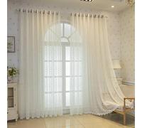 Skcess Tenda a pannello, in poliestere, per camera da letto, in pizzo bianco latte, con motivo a foglie e rami, 106 x 137 cm (larghezza x altezza), 2 pezzi