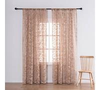 Skcess Tende a pannello, in poliestere, per cucina, caffè chiaro con motivo a rami di foglie, 86 x 213 cm (larghezza x altezza), 2 pezzi