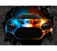 skdhlifpj Carta Da Parati 3d Fotografia Auto Di Lusso 200cmx140cm Bar Ktv: Auto Di Lusso Appariscenti Che Sfondano I Muri Camera Da Letto Soggiorno Decorazione Sfondo